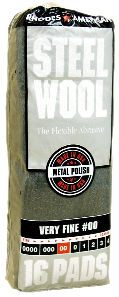 Rhoades American Medium Coarse Grade #2 Steel Wool Pack of 2, 32 Pads Total Polishing Refinishing Gentle Abrasiveness 16 Pads Use for Cleaning Buffing 